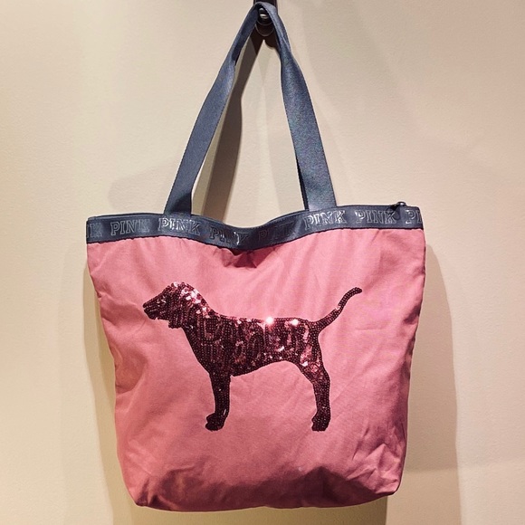 PINK Victoria's Secret Handbags - 🌟2xHP🌟VS PINK Sequin Bling Dog Tote Soft Begonia